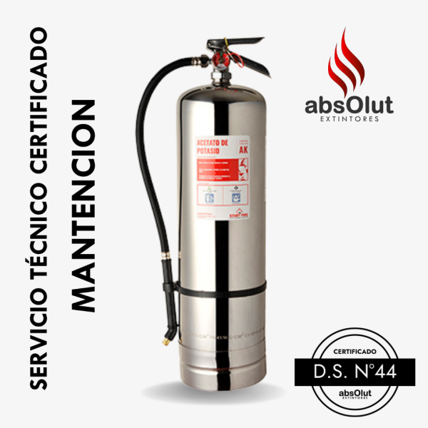 Mantención extintor acetato de potasio (K) 10L/DS44